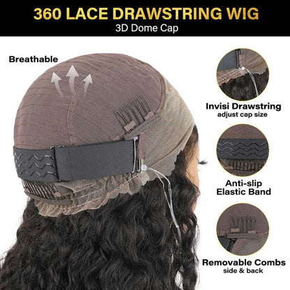 70% OFF Pre-Cut Kinky Straight 360 Full Lace Glueless Human Hair Wig